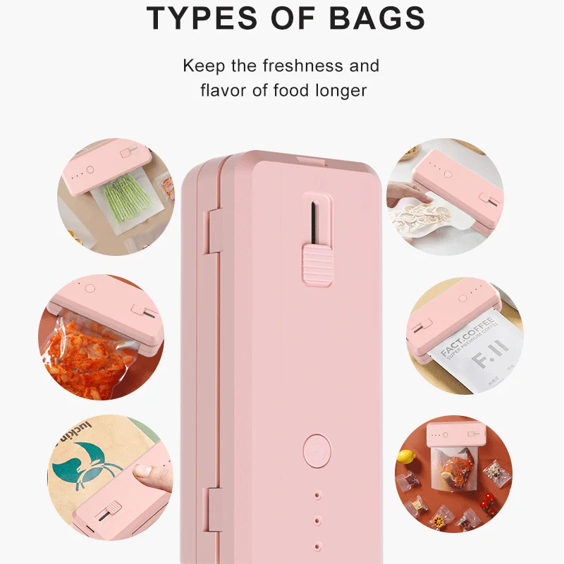 2 In 1 Mini Portable Sealing Machine Food Packaging Machine Kitchen Sealing Machine USB Charging Model