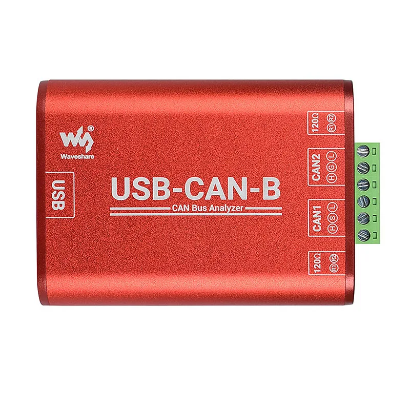 Waveshare USB-CAN-B Adapter, Dual-Channel CAN Analyzer, Industrial Isolation