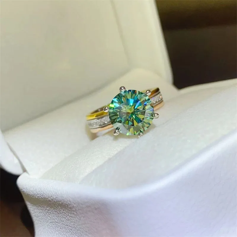 

Vintage 3Ct Green Moissanite Diamond Ring 925 Sterling Silver Party Wedding Band Rings for Women Bridal Engagement Jewelry