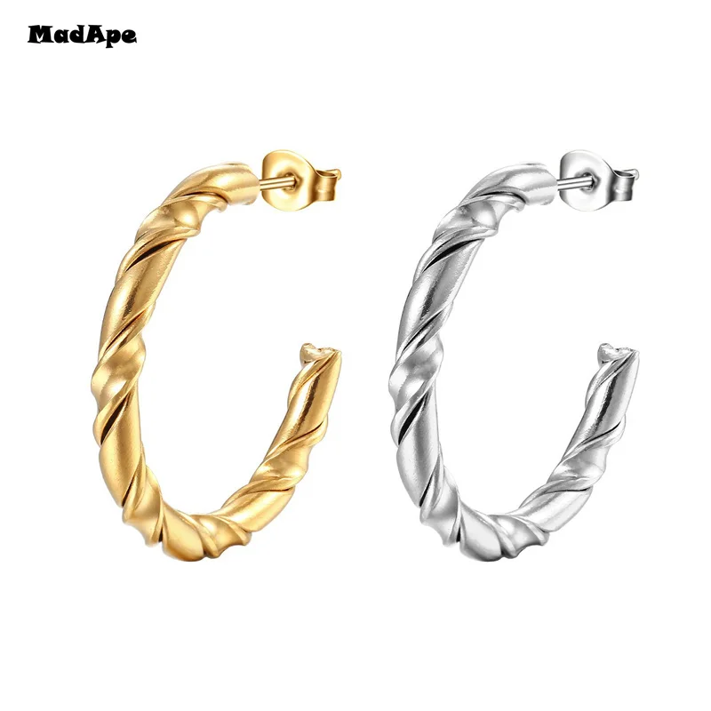 Tiny Metal Stud Earrings for Women Gold Color Twist Round Earrings Small Unusual Earrings boucles d'oreilles Fashion Jewelry