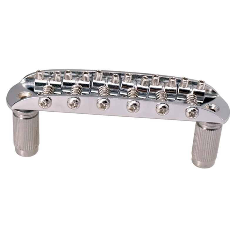 Guitar Saddle Bridge with Adjustable Barrel Saddles Zinc Alloy for Mustang Jaguar Jazzmaster Guitar Accessories,Silver