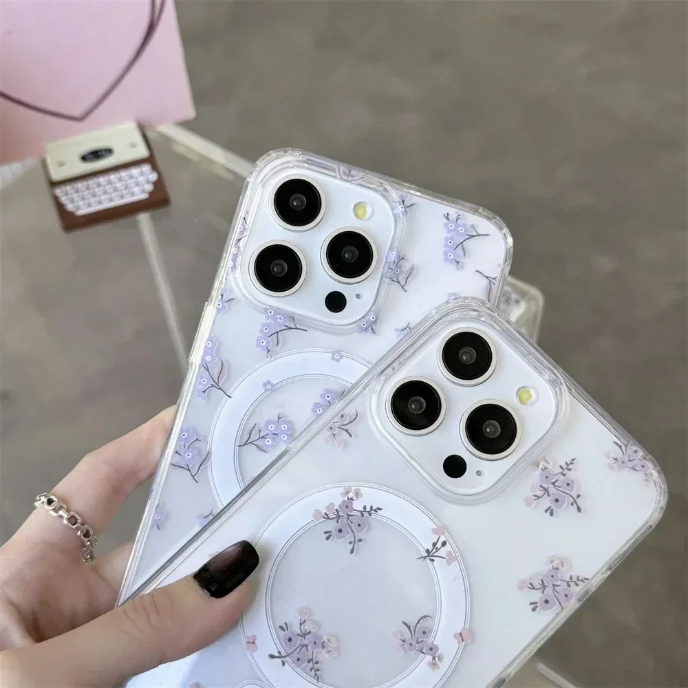 Y2K Floral Flower Case For Samsung Galaxy S23 S24 S25 Ultra S22 Plus FE Z Flip 6 5 4 3 cover Magnetic Wireless Charge Magsafe