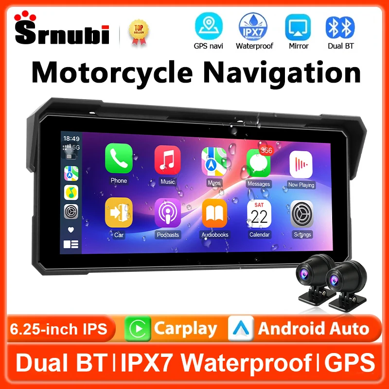 

Portable 8.1 inch Motorcycle Display 4K DVR GPS Navigation Wireless Carplay Android Auto Moto Recorder Monitor IPX7 Waterproof