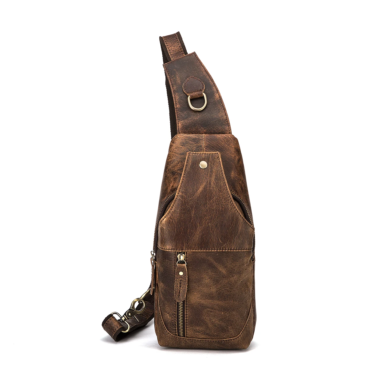 

Genuine Leather Casual Travel Chest Sling Bag Design Vintage One Shoulder Bag Cross-body Bag Day-pack For Male XB8088