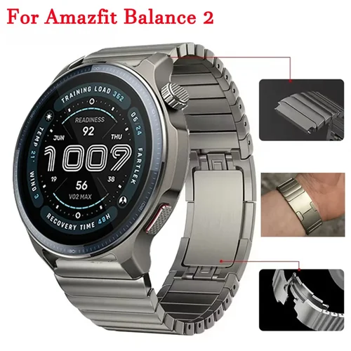 Imagen 1 del producto Correa de 22mm de lujo de acero inoxidable para Amazfit Balance 2, pulsera de Metal para Amazfit Bip 6 5/Cheetah Round/Pro/GTR 4 3 2 47mm