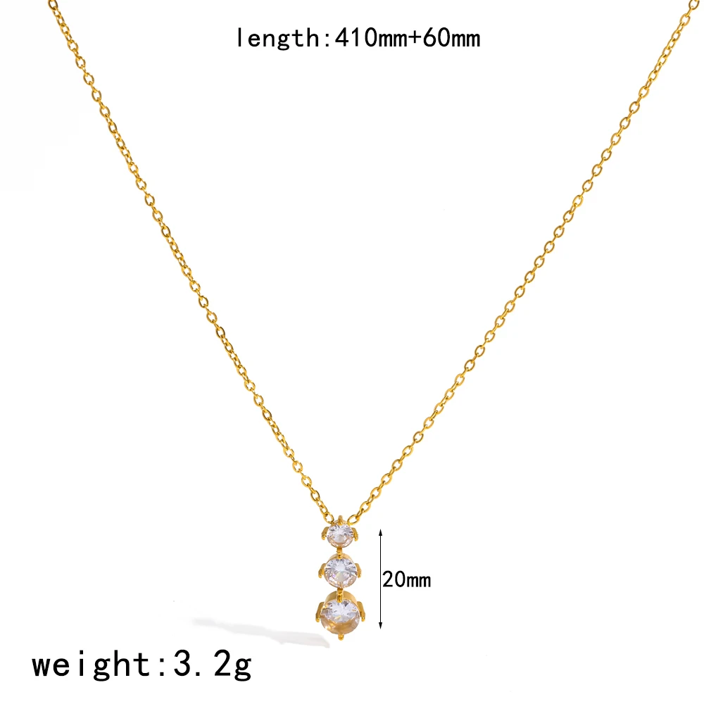 18K vergoldete Edelstahl-Halskette mit Wassertropfen-Zirkon-Anhänger für Damen, luxuriöser wasserdichter Schmuck für den täglichen Gebrauch, Geschenk. – Detail 8