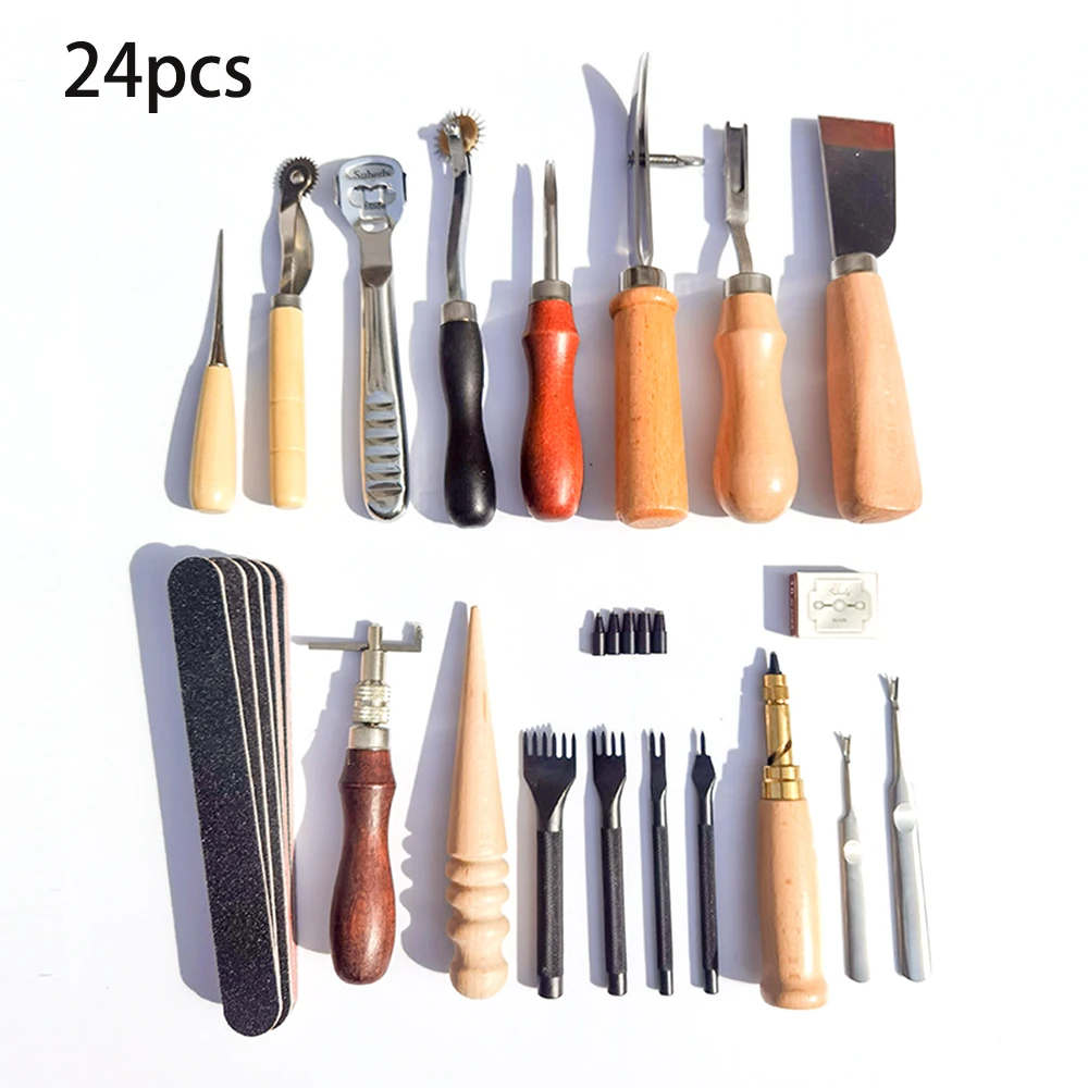 

24PCS Leather Working Tools Kit Completo Craft Tool Set Sewing Ferramentas Set Cuero Kit Leather Hand Sewing