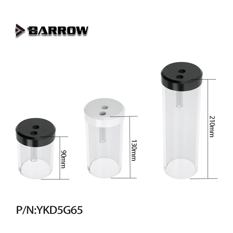Barrow Length 90mm/130mm/210mm X 65mm Diameter Cylindrical Water Tank Use for D5/MCP655 Pump Accessories Black White Cover