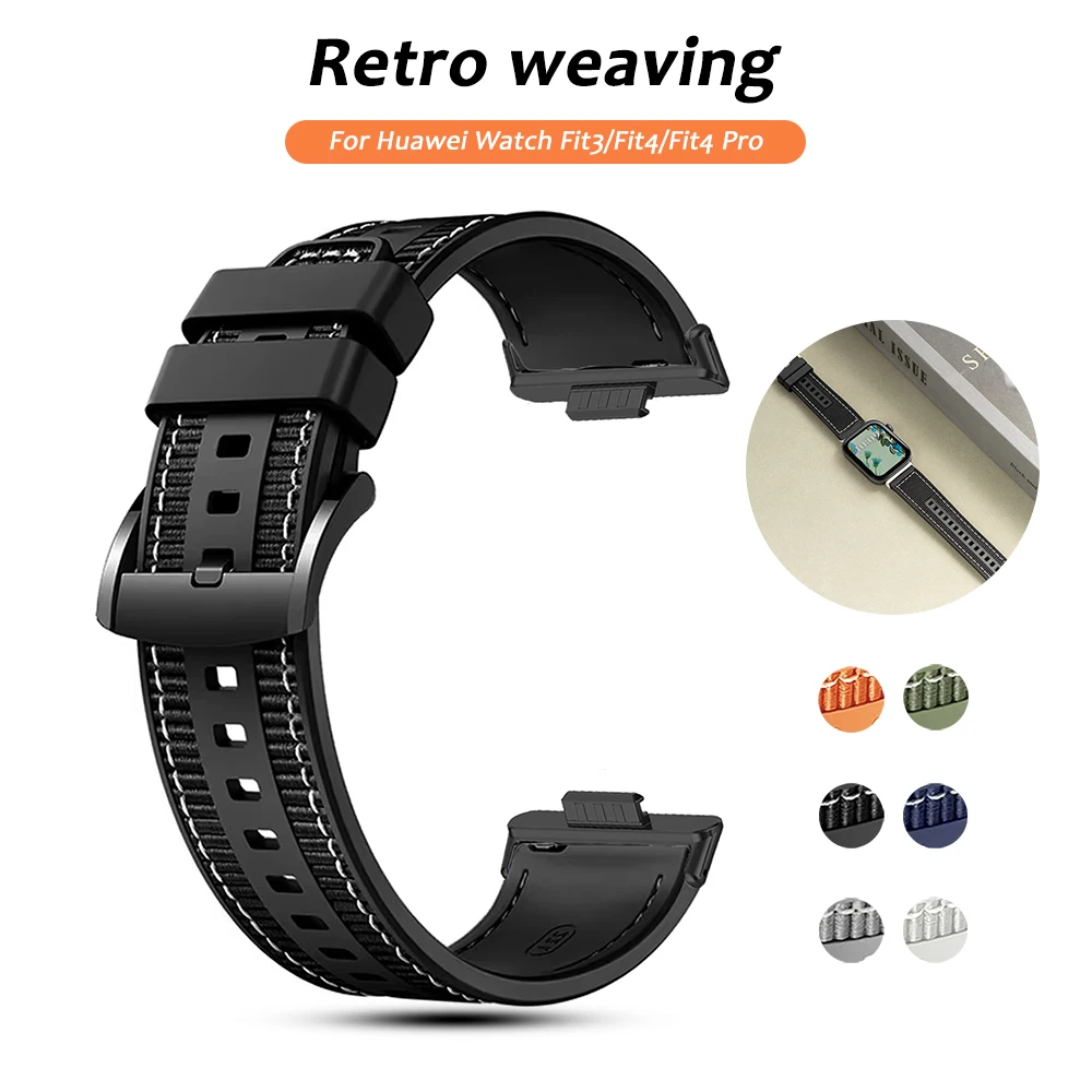 حزام حلقة من النايلون لساعة Huawei Watch Fit 4 Pro سوار ساعة مضفر قابل للتنفس لساعة Huawei Watch Fit 3/4 سوار معصم بديل