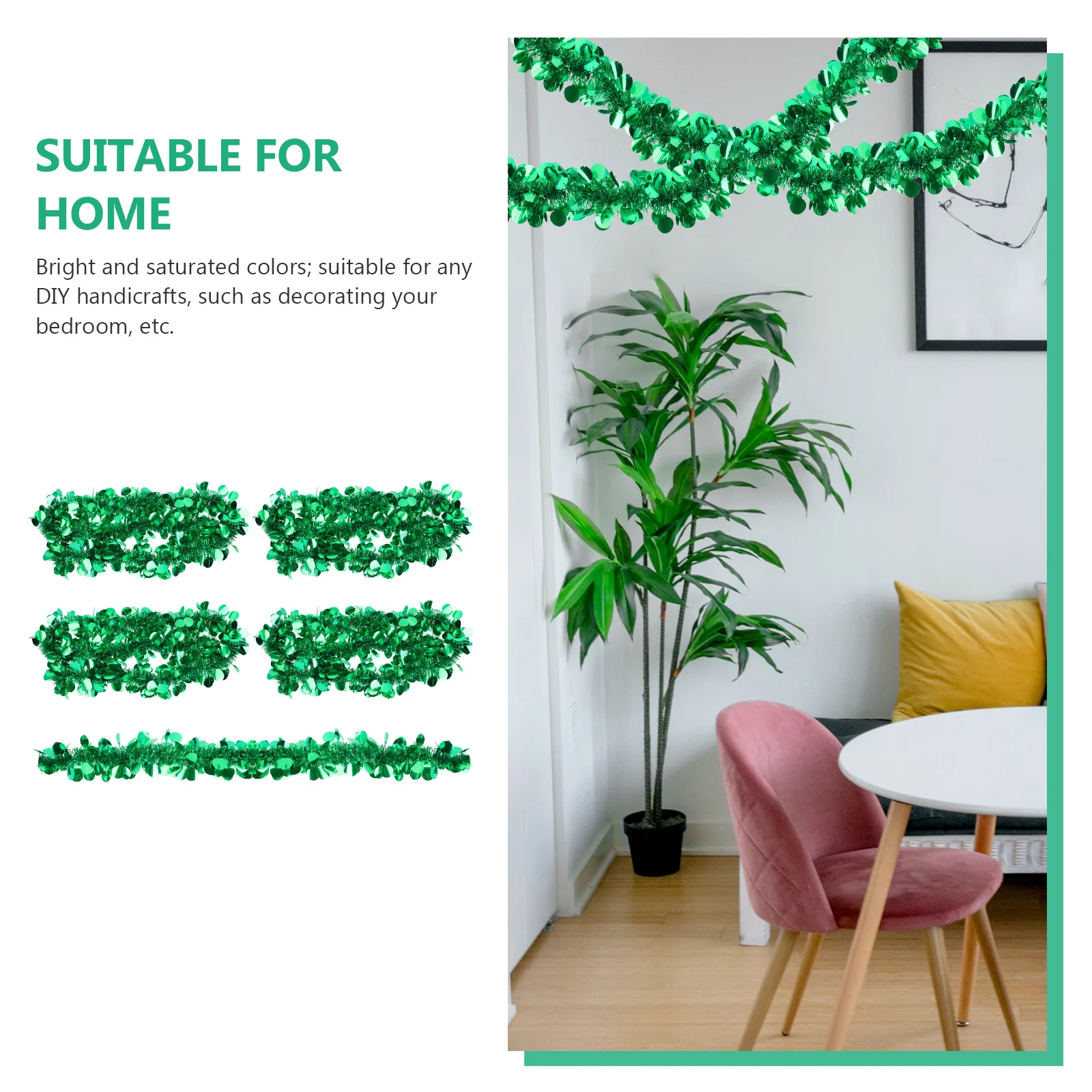 

5Pcs St Patrick's Decorative Tinsel Garland Hanging Party Ribbon Garland Decor Prop St. Patrick's Day Tinsel Ribbons