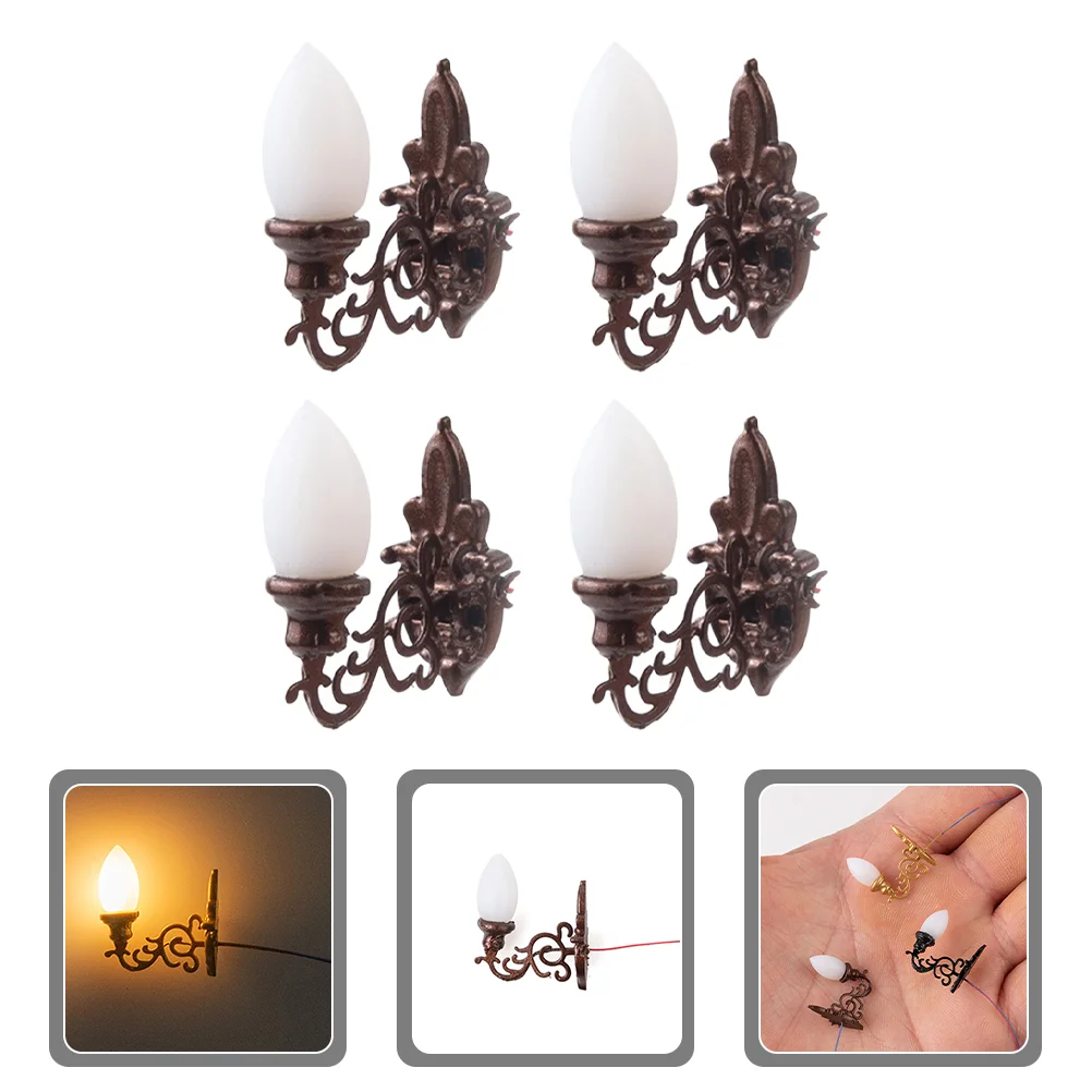 

4 Pcs Dollhouse Wall Light Mini Toys Miniature Lights Lamp Tiny Micro-landscape Decorations Model Abs DIY Sand Table LED Lamps