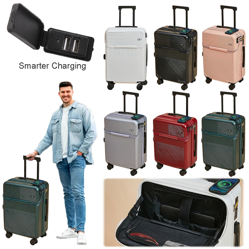 20 Inch Cabin Suitcase with Wheels Carry On Luggage Secure Password Lock Expandable Hardside Luggage for Getaways Business Trips