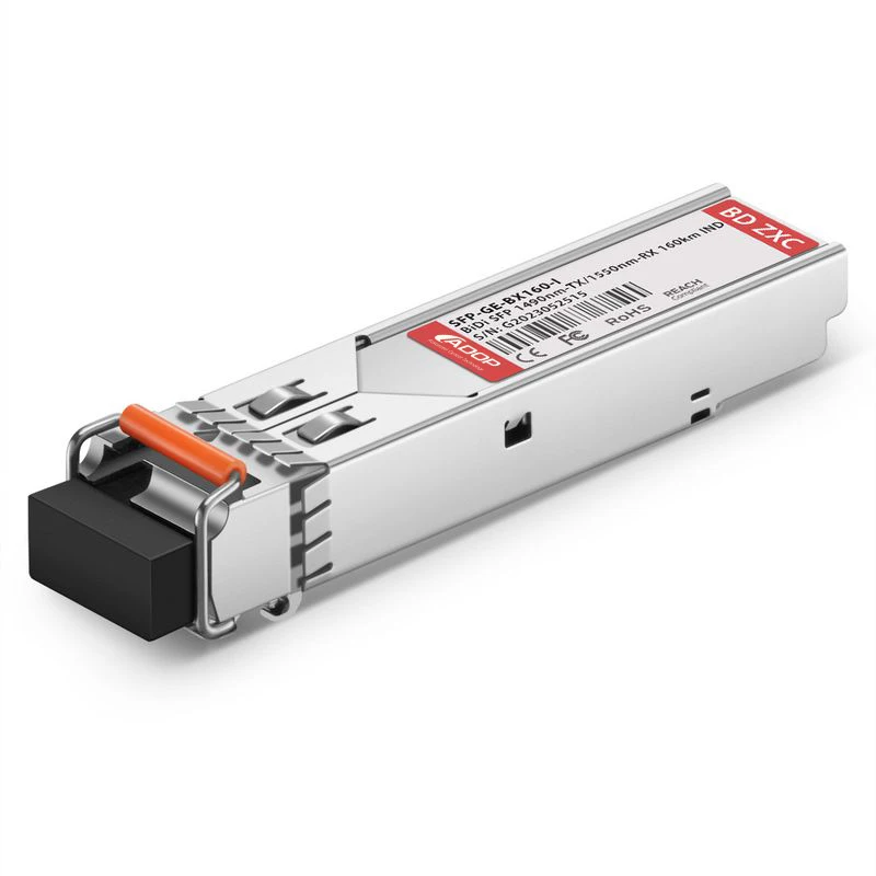 Cisco Compatible 1000BASE-BX-D BiDi SFP 1550nm-TX/1490nm-RX 160km DOM Simplex LC SMF Industrial Transceiver Module