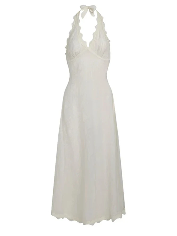 Trendix Boho Backless Beach Dress Women Halter Neck Casual Vacation Midi Dress 2026 Summer Sexy Hollow Out Sleeveless Dresses