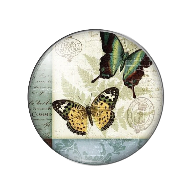 Nowe piękno w stylu Vintage motyl 10 sztuk mieszane 12mm/16mm/18mm/25mm okrągłe szklane kabiny demo płaskie powrót dokonywanie ustaleń