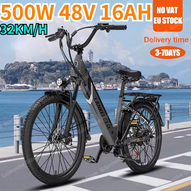 Electric Bike 500W Powerful Motor 48V16AH Lithium Battery Adult City Snow Travel Electric Bicycle 24 Inch Tire Removable E Bike