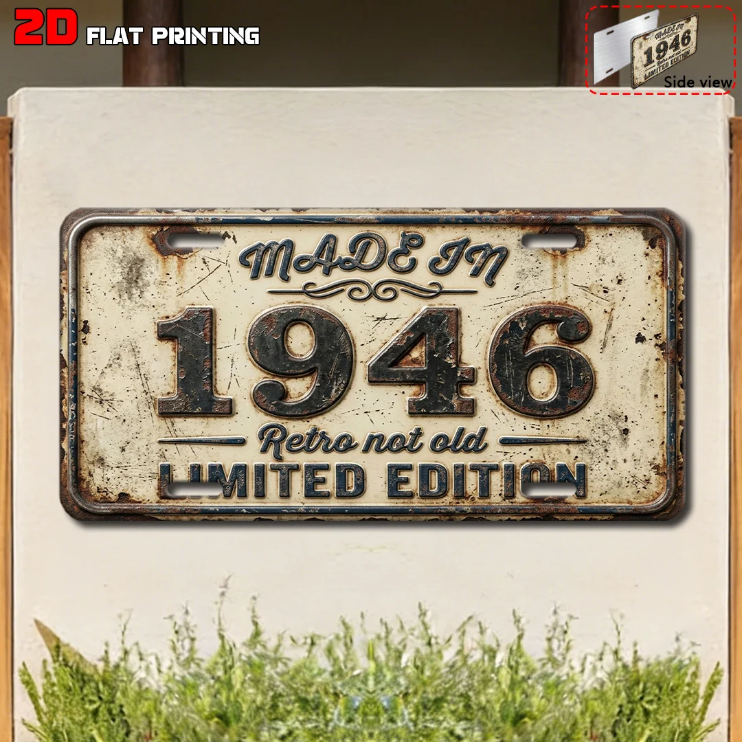 2D Flat, 1pc 1946 Limited Edition Vintage Sign Suitable for Home, Garage, for Man Cave Wall Decor - Retro 6