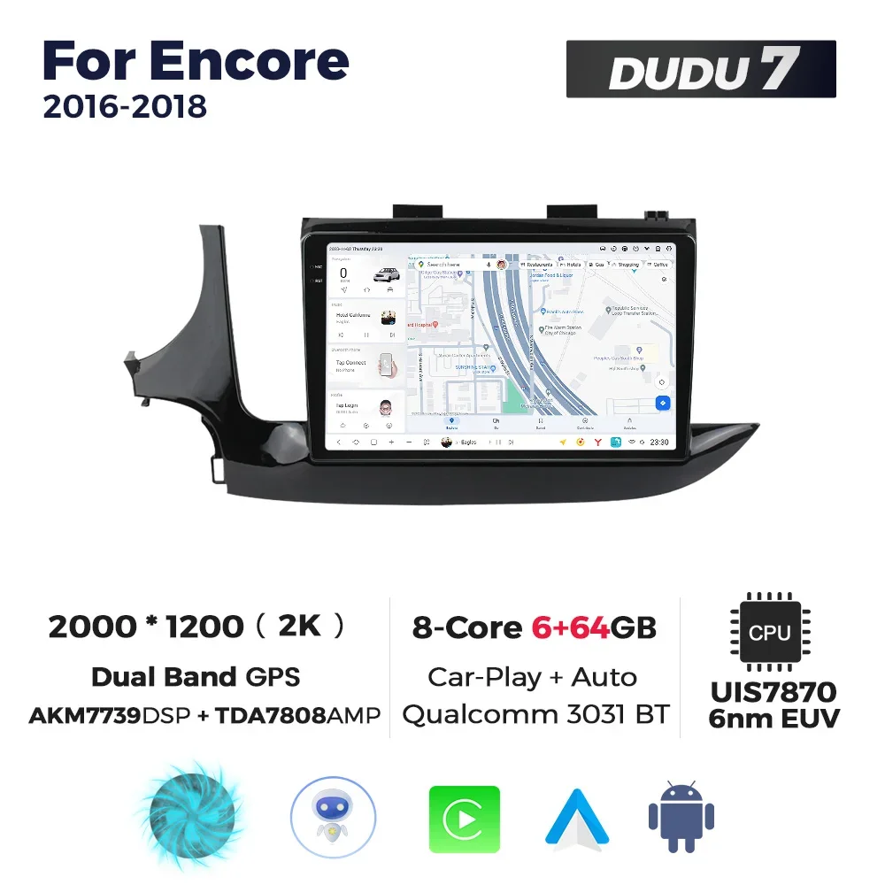 Newest Android 2K Touch Screen Car Navigation For Buick Encore 2016-2018 Support 360 Camera