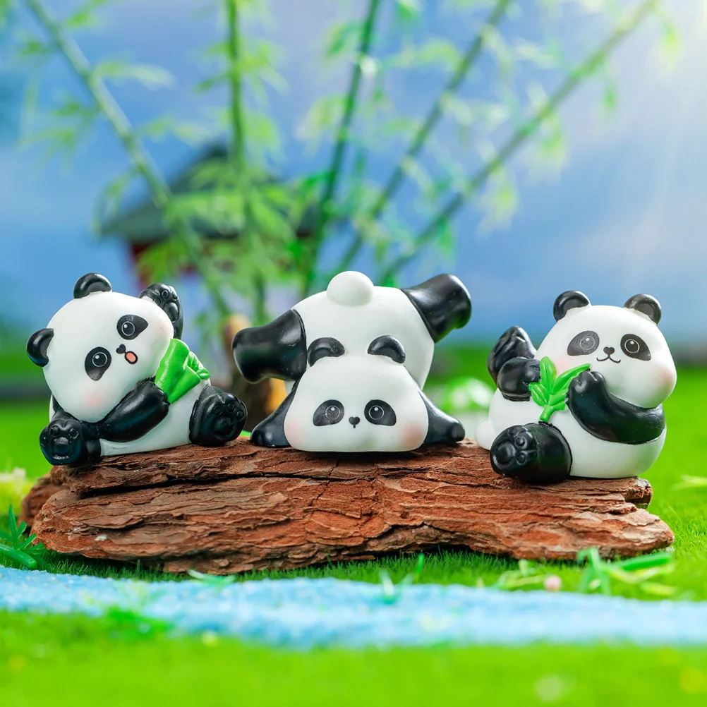 

4pcs Miniature Resin Panda Figurines Small Animal Ornaments For Home Office Desk Decor Bonsai Garden Decoration Interior