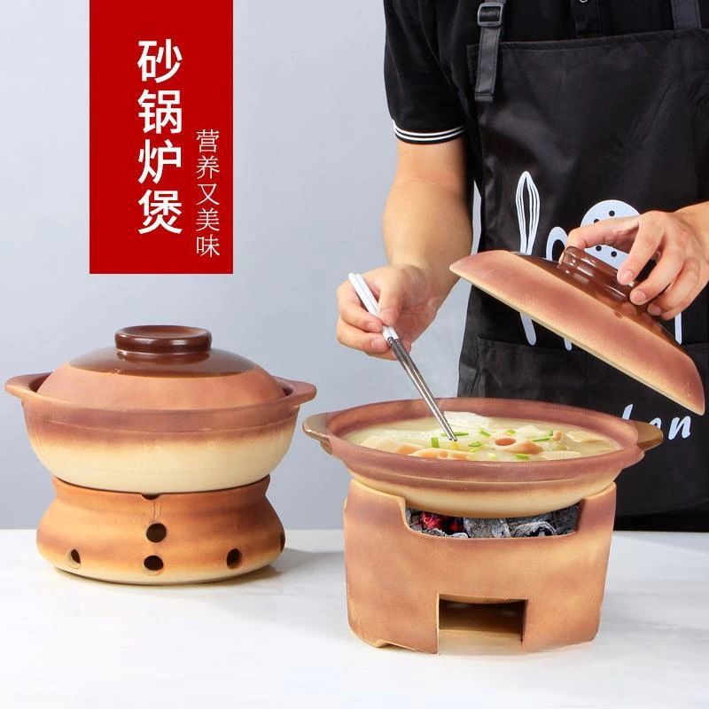 Wholesale unglazed clay pot old-fashioned retro soup stew household gas open flame high temperature stone