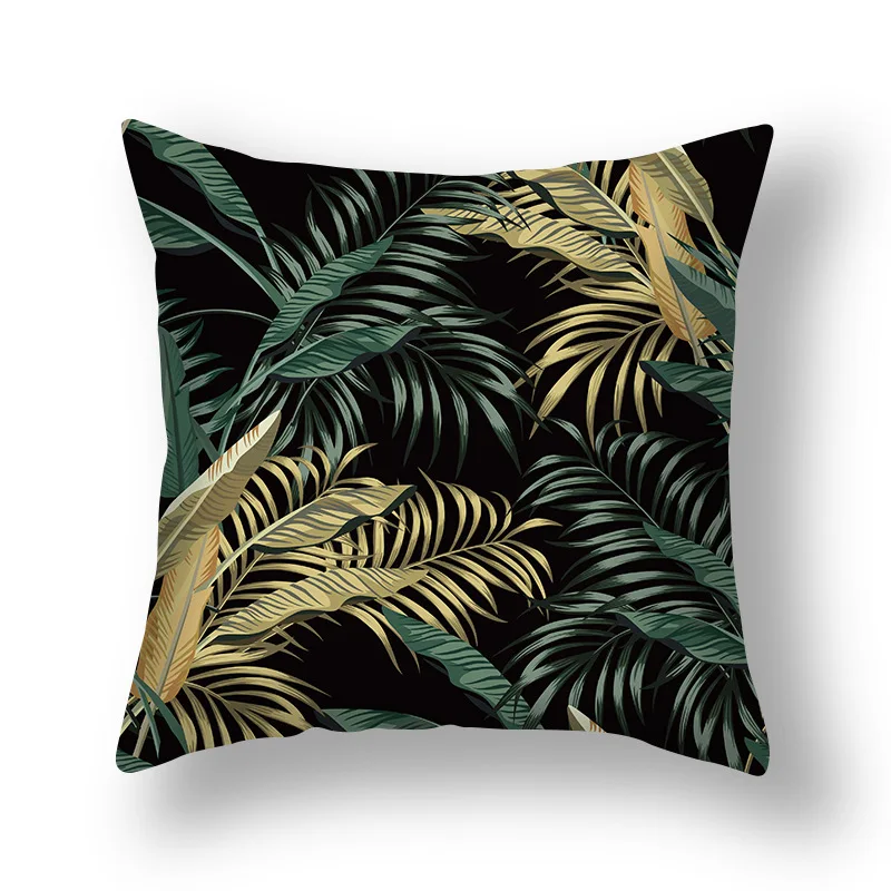 Gold Geometry Plant Watercolor Cushion Cover short plush Decorative Sofa Cushions Modern Simple Home Decor Pillowcase