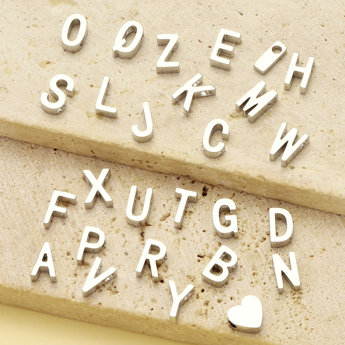 10Pcs/Lot Stainless Steel Capital Letters Charms Alphabet Beads For DIY Jewelry Making Necklaces Earring Accessoreis Wholesale