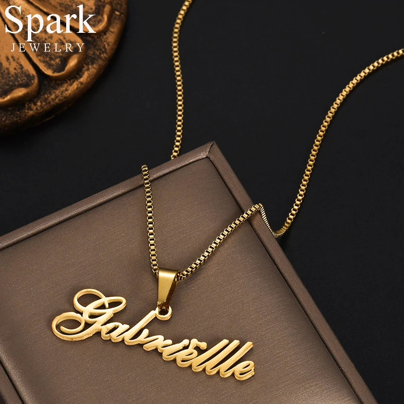 Spark New Customized Letter Name Necklaces Stainless Steel Personalized Pendant For Women Jewelry Gift