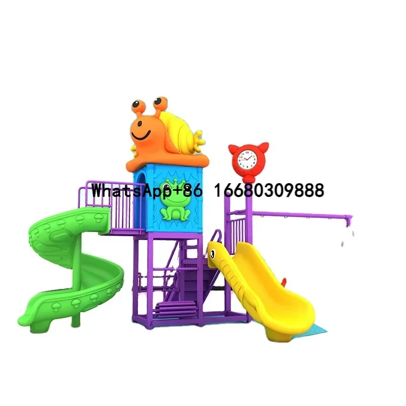 New Outdoor Playground Child Toy Slide with Swing Sets School Garden Equipment Plastic and Steel Material for Kids