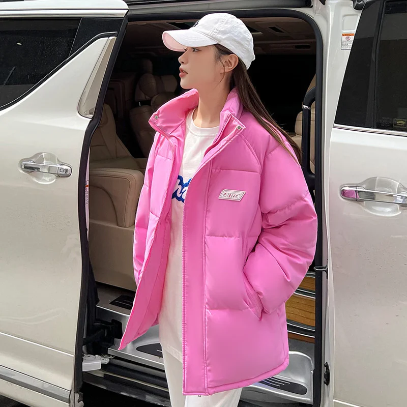 

Down Cotton Padded Jacket Women's Mid-Length 2023 New Winter Loose Parkas Student Stand Collar