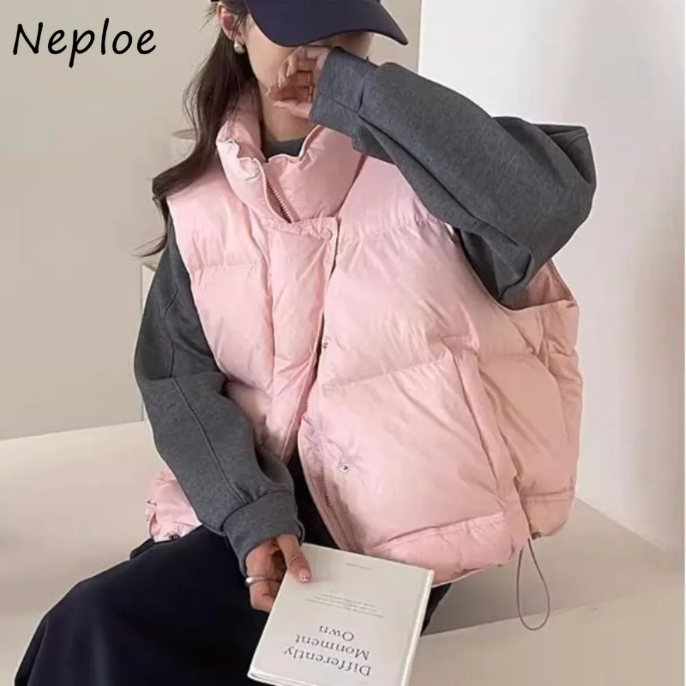

Neploe, осенне-зимняя женская одежда без рукавов с воротником-стойкой, маленький желтый жилет для уменьшения возраста, новые корейские универсальные пальто меньшинств