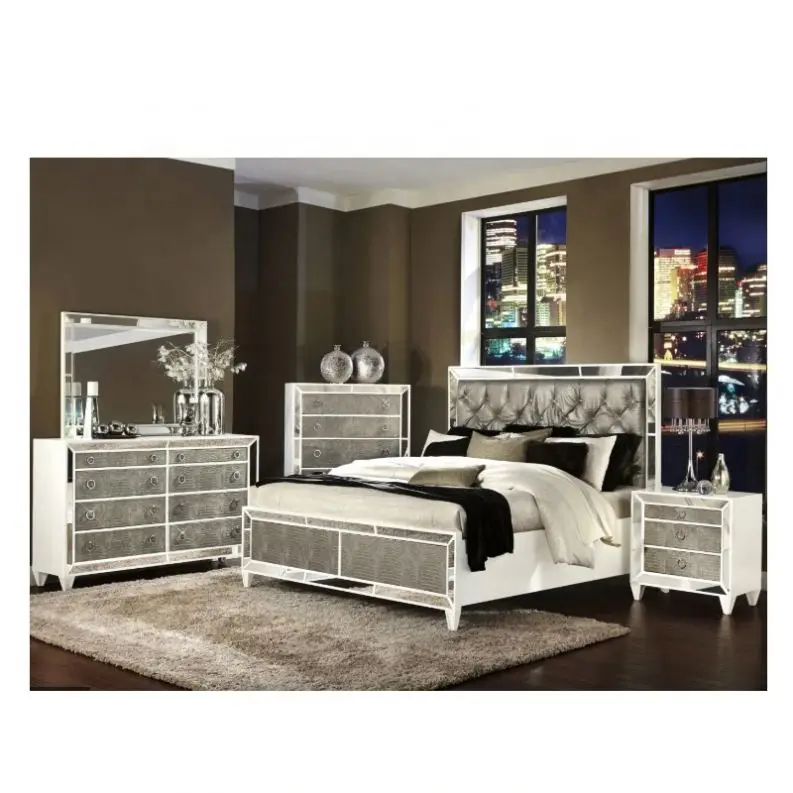 

dr- Modern European King-Size Adjustable Solid Rosewood Bedroom Furniture Set Mirrored Soft Bed Couples Home Customized@