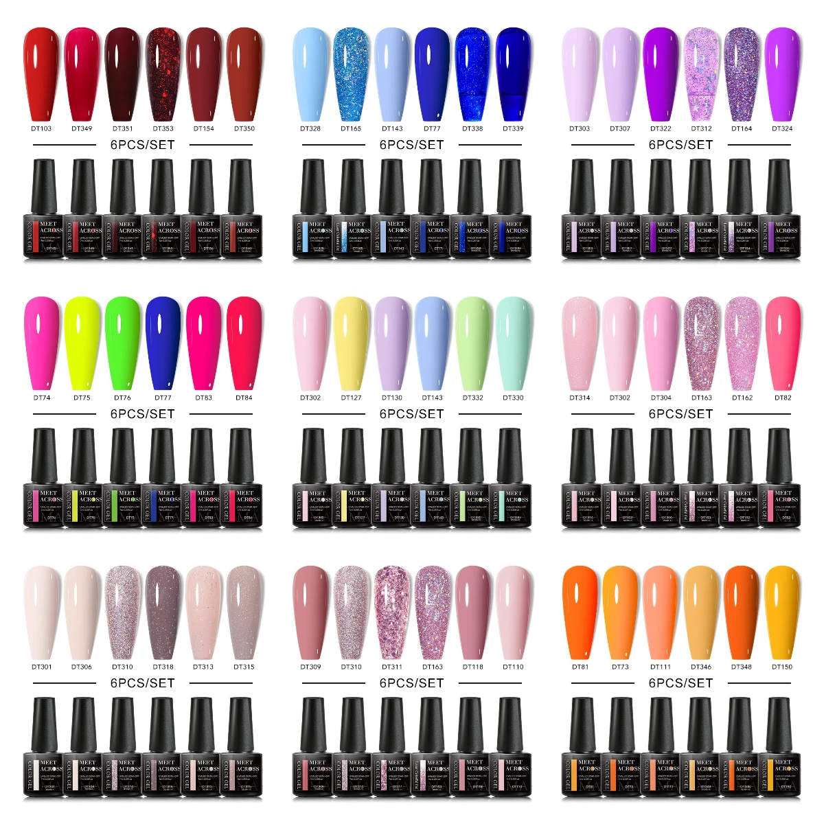 6pc Classic Nail Gel Polish Set Multiple Combinations Long Lasting All For Nails Manicure DIY Soak Off Painting UV Gel Varnish