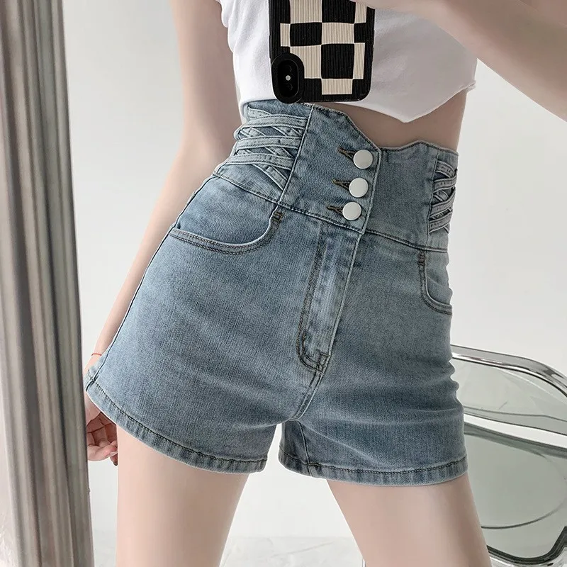 

High Waist Denim Shorts Women's Summer 2026 New Sweet Spice Girl Design Hot Pants