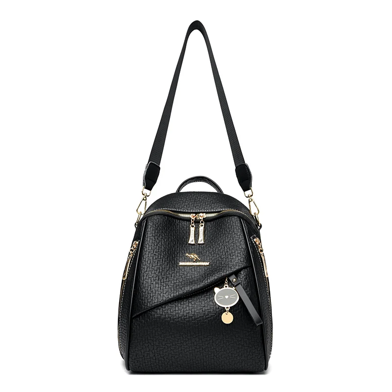 Luksusowe damskie skórzane plecaki dla dziewcząt Sac A Dos Casual Daypack czarne plecak Vintage torby szkolne dla dziewczynek plecak Mochila