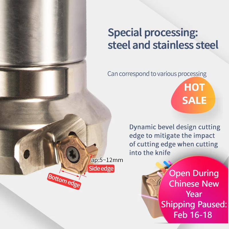 

HSB-MFPN66050R-4T-M Фрезерная головка с ЧПУ и фрезерная вставка PNMU с быстрой подачей Токарные инструменты для станков с ЧПУ