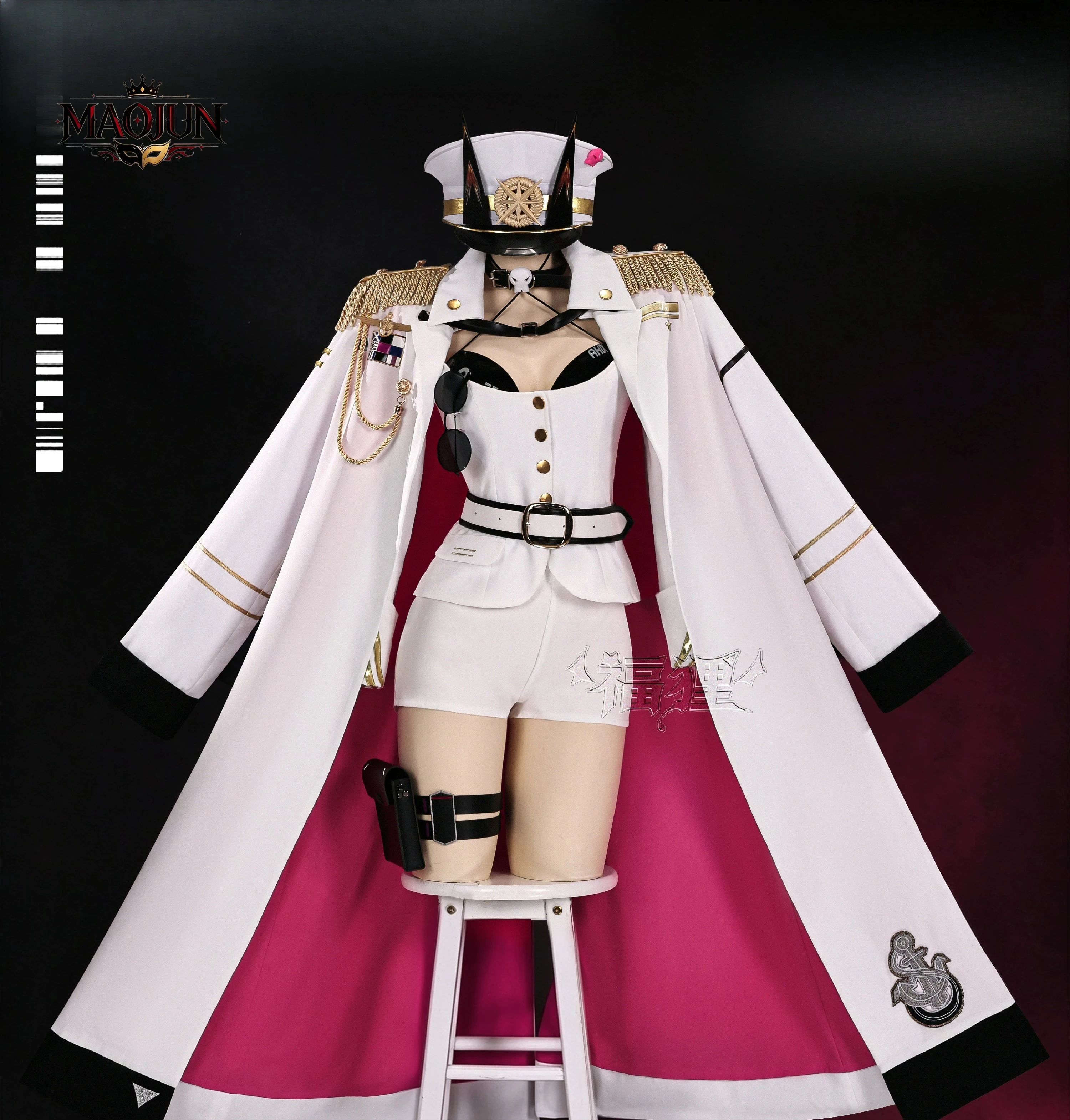 Mast Cosplay Costume White Admiral Long Cape Uniform Gold Epaulets Hat Full Set Women Game Cos Outfit for  Comic Con Photoshoot