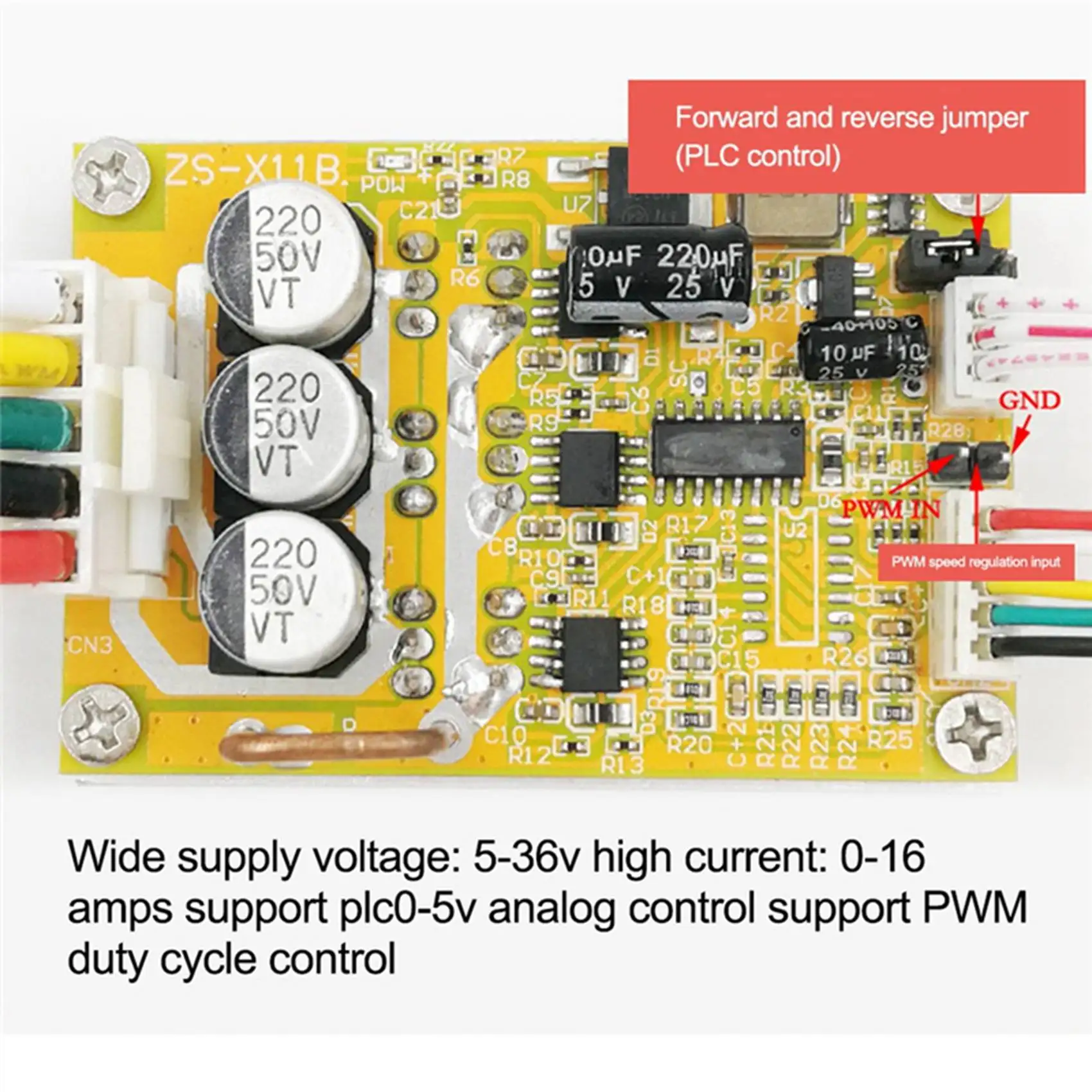 1Pcs DC 5-36V 350W BLDC Three-Phase Brushless (With Hall) Motor Controller Brushless Sensor Motor Driver