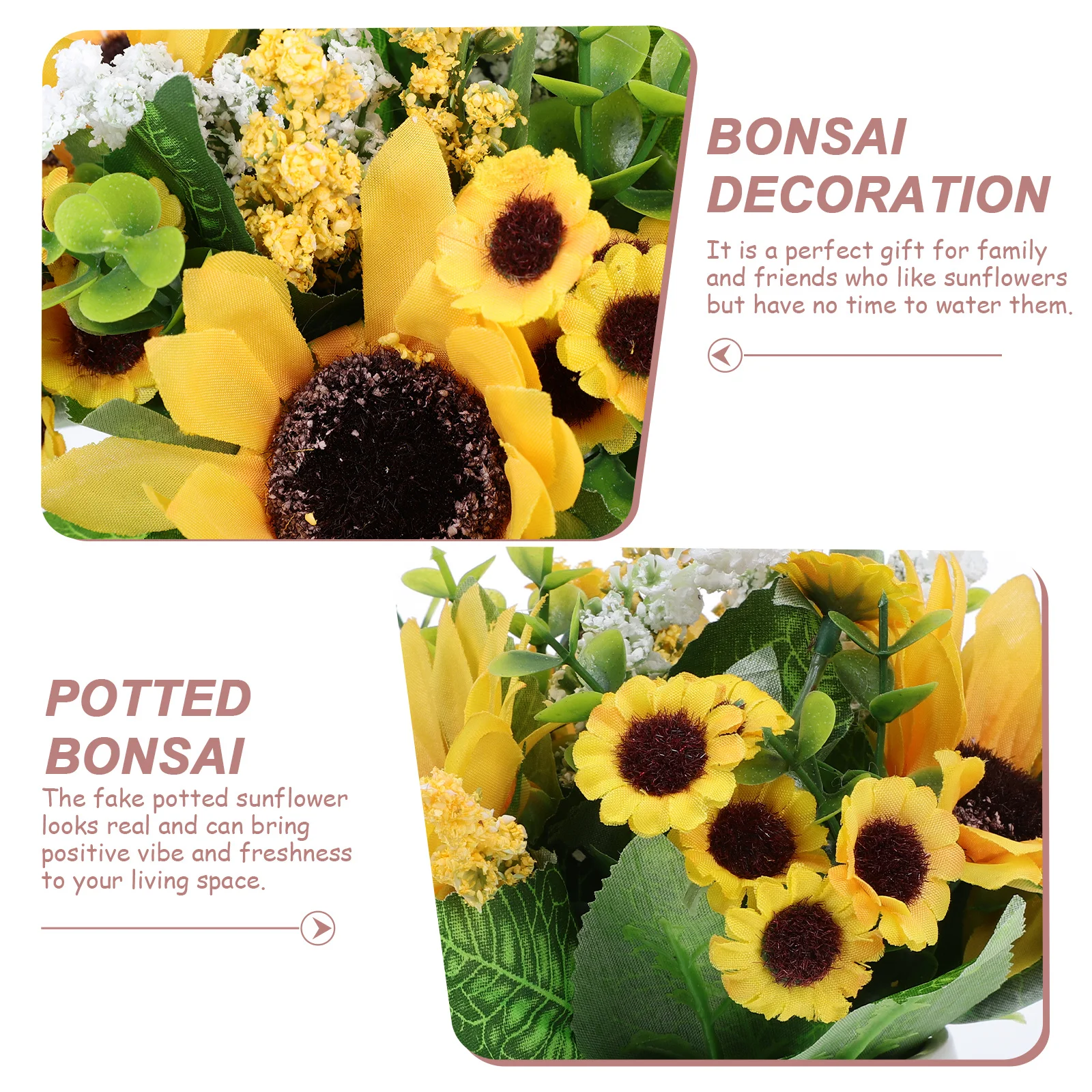 

Indoor Artificial Flower Potted Sunflower Realistic Decor for Office Desk Living Room Bookshelf Garden Decoration