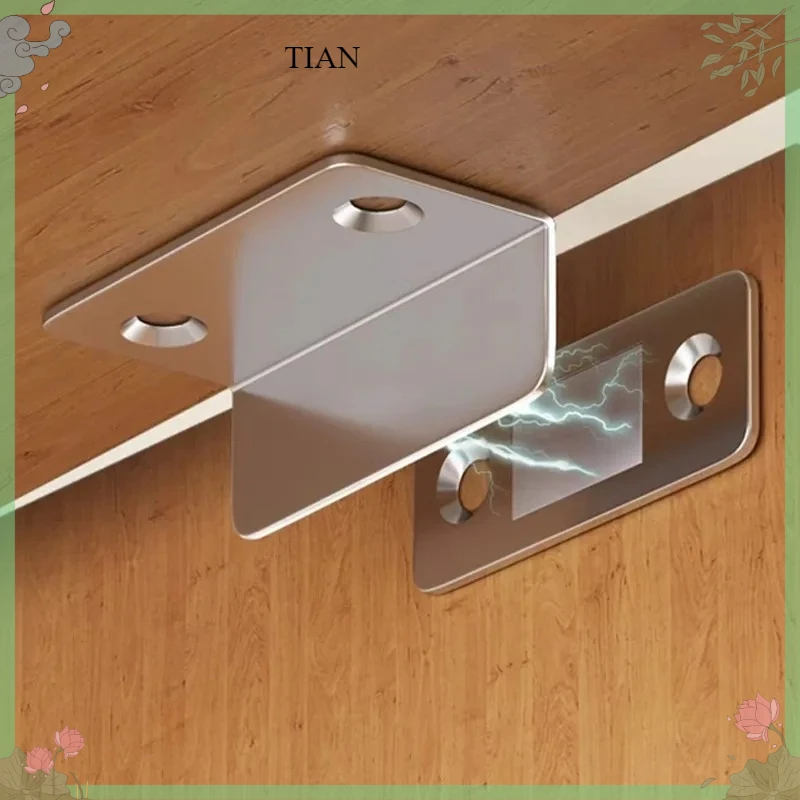 L-type Ultra Thin Door Strong Magnets Cabinet Catches Stopper Invisible Adhesive Drawer Magnet Lock for Kitchen Closet Closer
