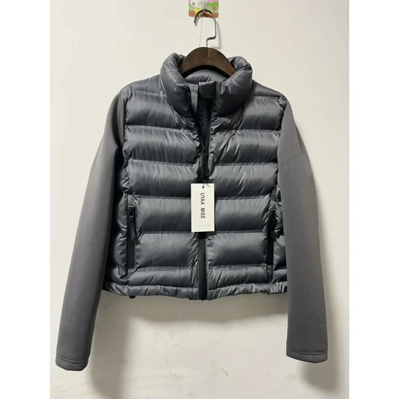 

Женское осеннее модное серое пальто с хлопковой подкладкой, однотонное пальто с воротником-стойкой на молнии, короткие стильные куртки с длинными рукавами, женская одежда