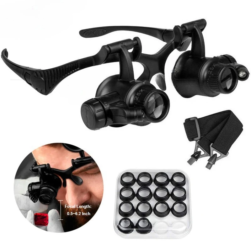 

LED Head Magnifier Glasses Professional Magnifying Lens Jewelry Watch Repair High Magnification Magnifier Electronic Repair Tool