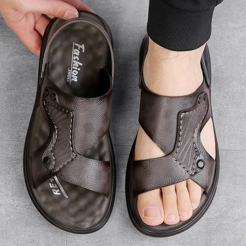 

Мужские сандалии-трансформеры 2026: летние, для активного отдыха, с мягкой подошвой, повседневные, спортивные, кожаные, дышащие, нескользящие, без шнурков