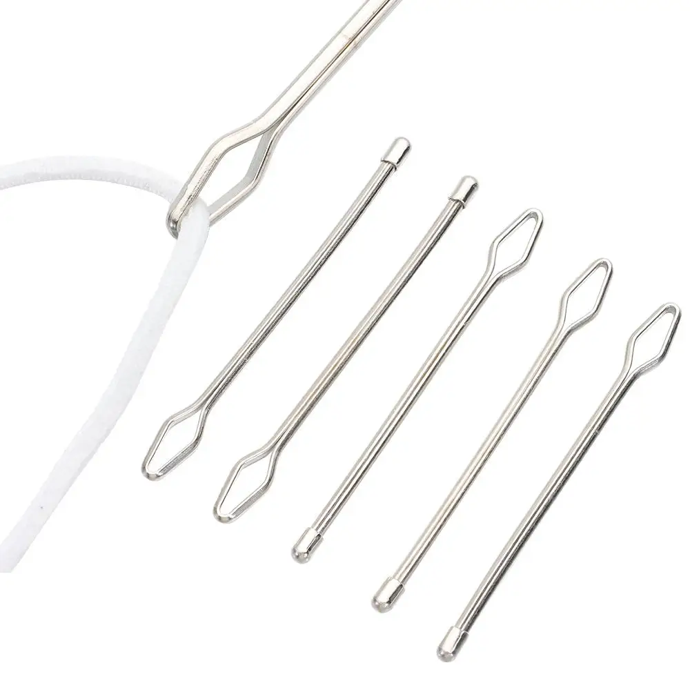 

5pcs Craft Hand Tool Self-Locking Clip Tweezers Wearing Threaders Guide Stainless Steel Elastic Rope Threader Easy Threaders