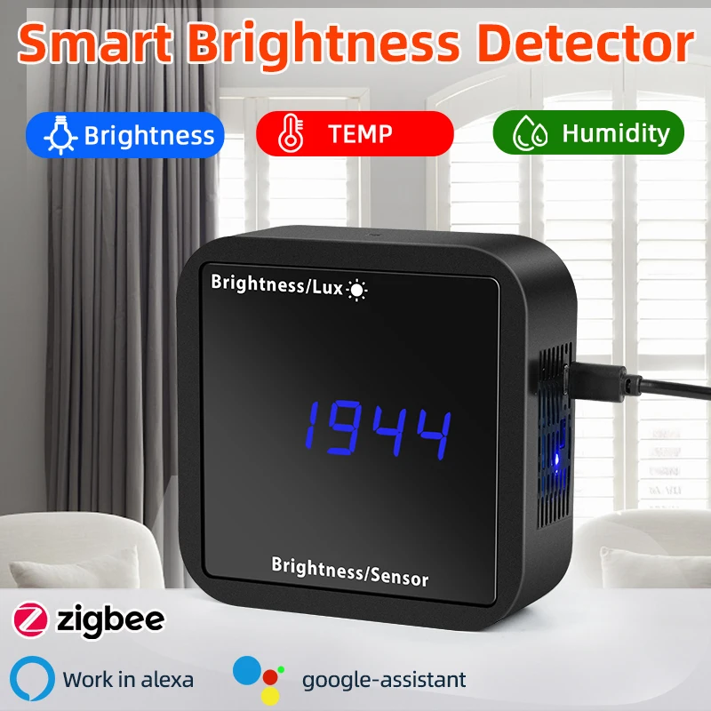 3-in-1 Tuya ZigBee Light Sensor with Temperature and Humidity Display  Smart Home Linkage Smart Brightness Sensor