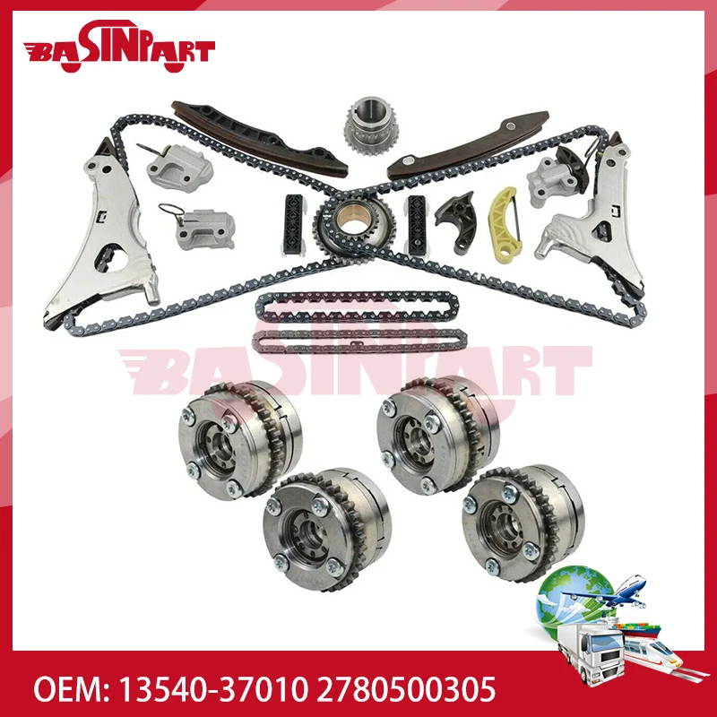 Timing Chain Kit with Camshaft Adjusters for M276 Benz E350 GL450 E400 ML350 GLK350 3.0L 3.5L V6 13540-37010 2780500305 27605026