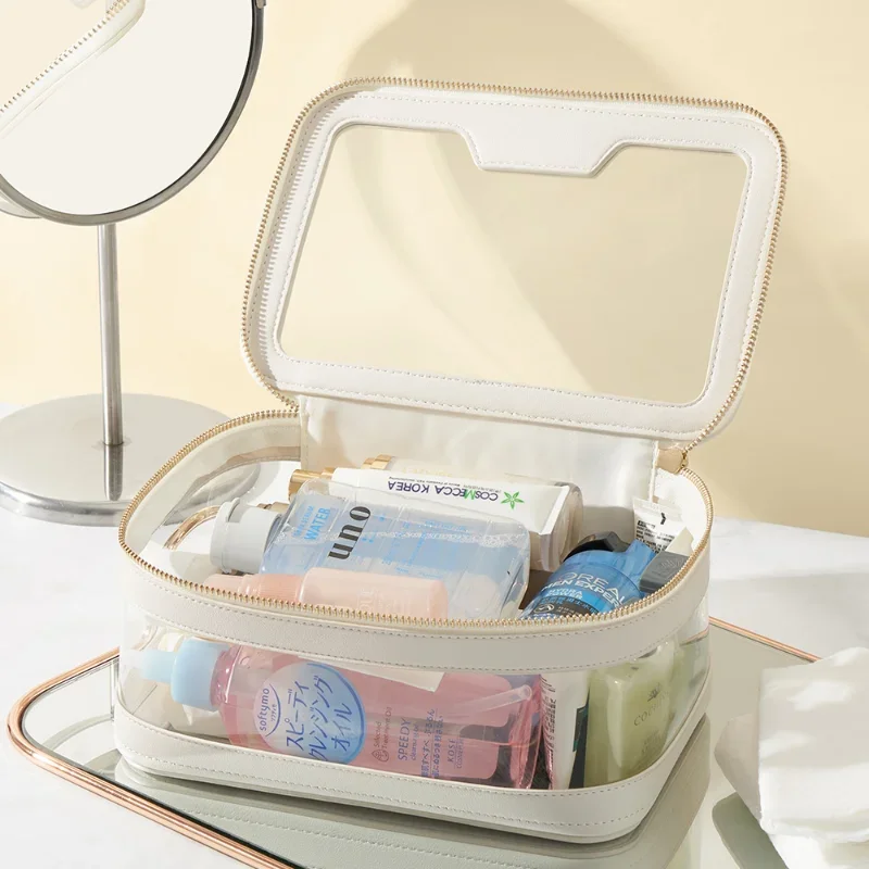 Portable Cosmetic Organizer Transparent Storage Bag Transparent Makeup Box Wash Bag Multi-functional Travel Makeup Train Bag