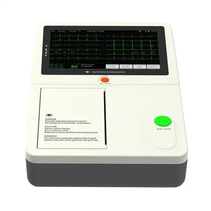 Chenwei-equipo grabador EKG portátil, Monitor portátil con batería, 12 cables, 6 CANALES, precio barato