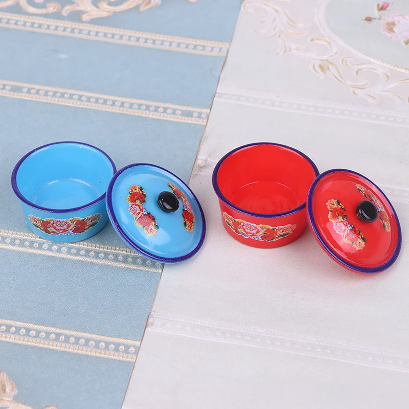 2pcs 인형 집 미니어처 향수를 불러일으키는 생활 장면 장식 에나멜 세면대 인형 액세서리 장난감