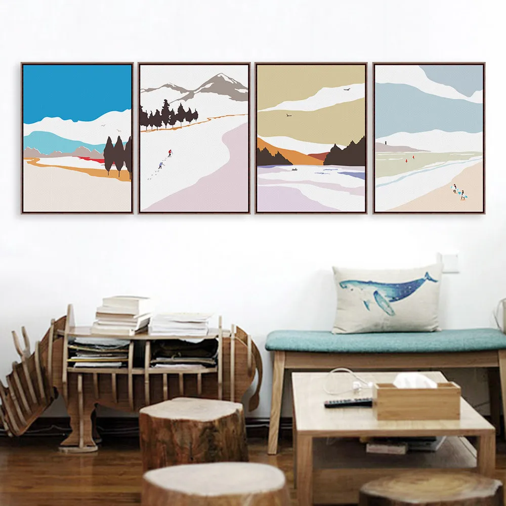 Canvas painting minimalist four season scenery hanging painting hotel home decoration painting poster