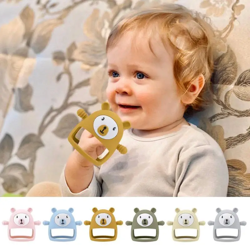 

Baby Teether Silicone Beads Baby Teething Toy Anti-Drop Silicone Mitten Baby Chew Toys For Sucking Needs Pain Relief Babies 3M+